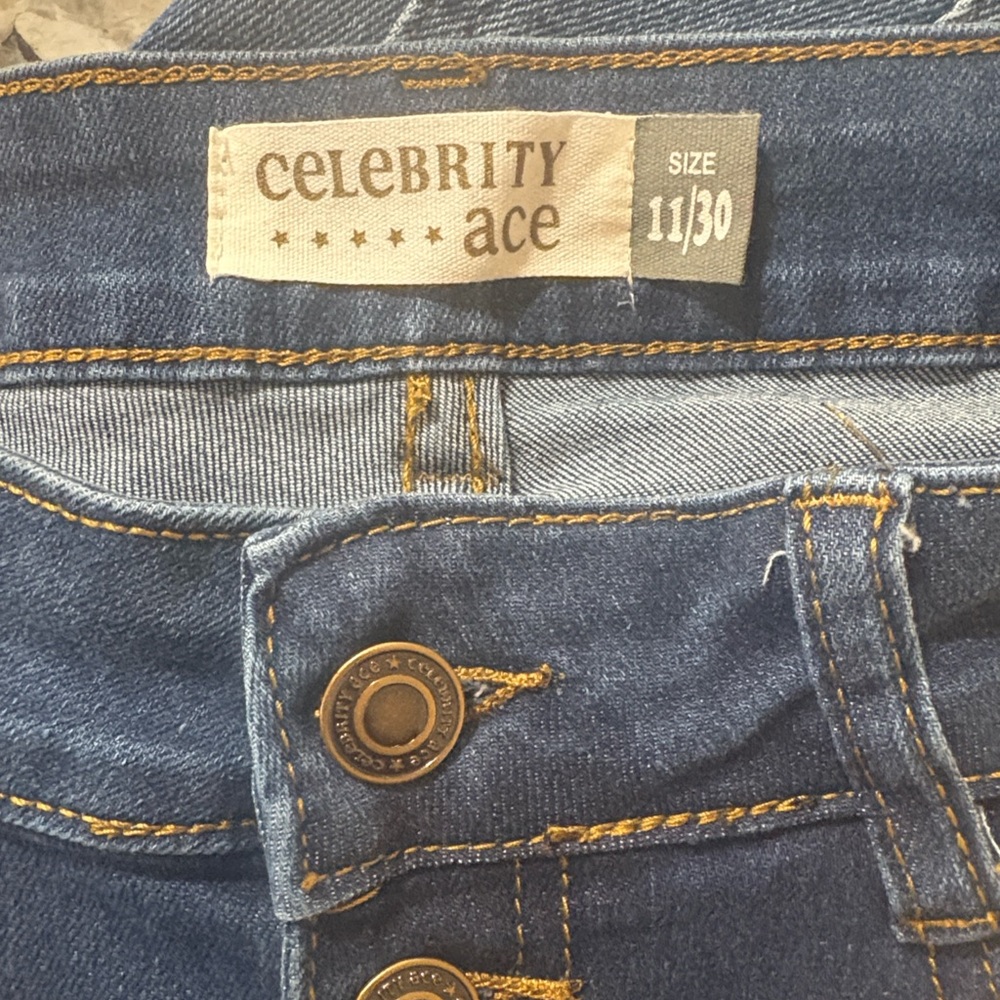 Dark Blue Flare Jeans with Distressed Details - Picture 3 of 6
